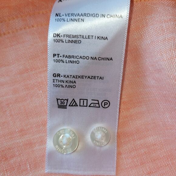 An Original Penguin Linen Button Down Shirt Men XL Salmon Classic Coastal Preppy - Picture 10 of 11